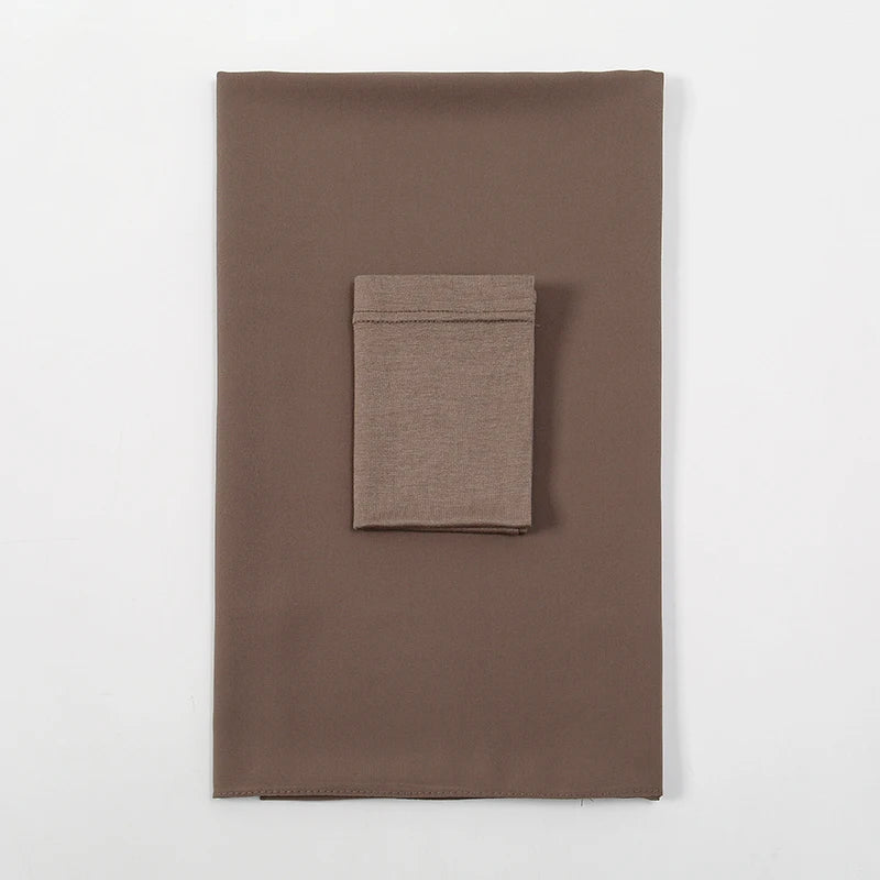 2-Piece Chiffon Hijab & Matching Undercap Set – Plain Shawl with Inner Cap for Women | 42 Colors