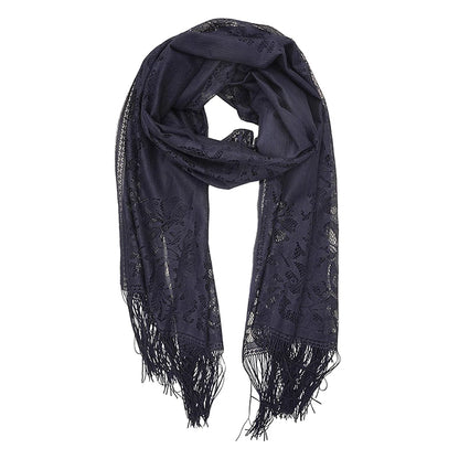 Floral Lace Tassel Scarf – Fringe Shawl & Muslim Hijab for Women | 5 Colors