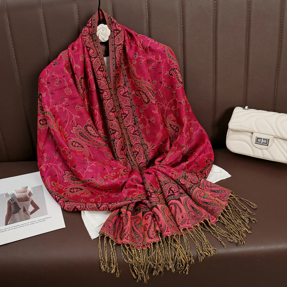 Women's Embroidered Pashmina Hijab Scarf – Soft Cashmere-Feel Shawl