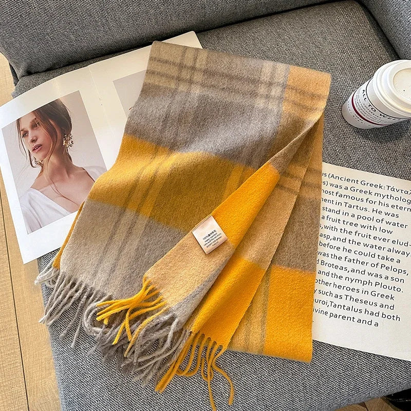 100% Wool Plaid Winter Scarf & Shawl – Long Warm Wrap & Hijab for Women (47 Colors)