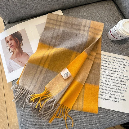 100% Wool Plaid Winter Scarf & Shawl – Long Warm Wrap & Hijab for Women (47 Colors)