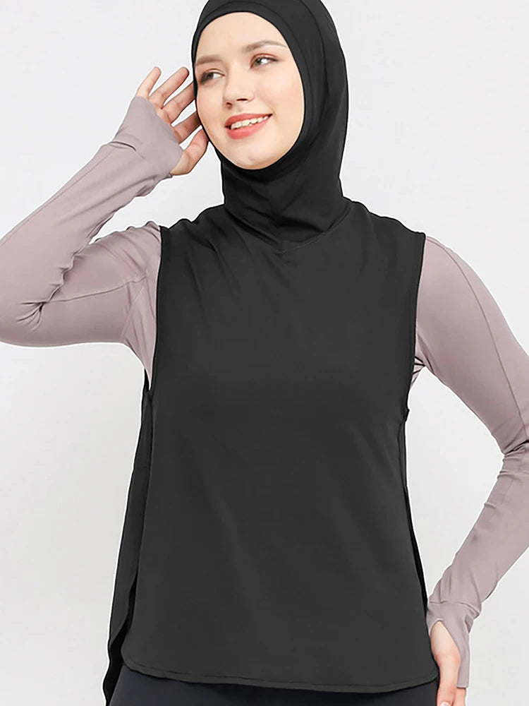 Women's Sporty Vest-Style Inner Hijab – Knitted Nylon Instant Turban