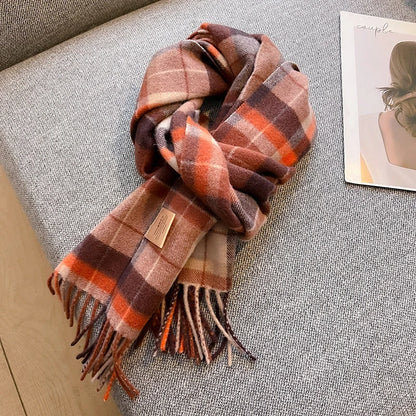 100% Wool Plaid Winter Scarf & Shawl – Long Warm Wrap & Hijab for Women (47 Colors)