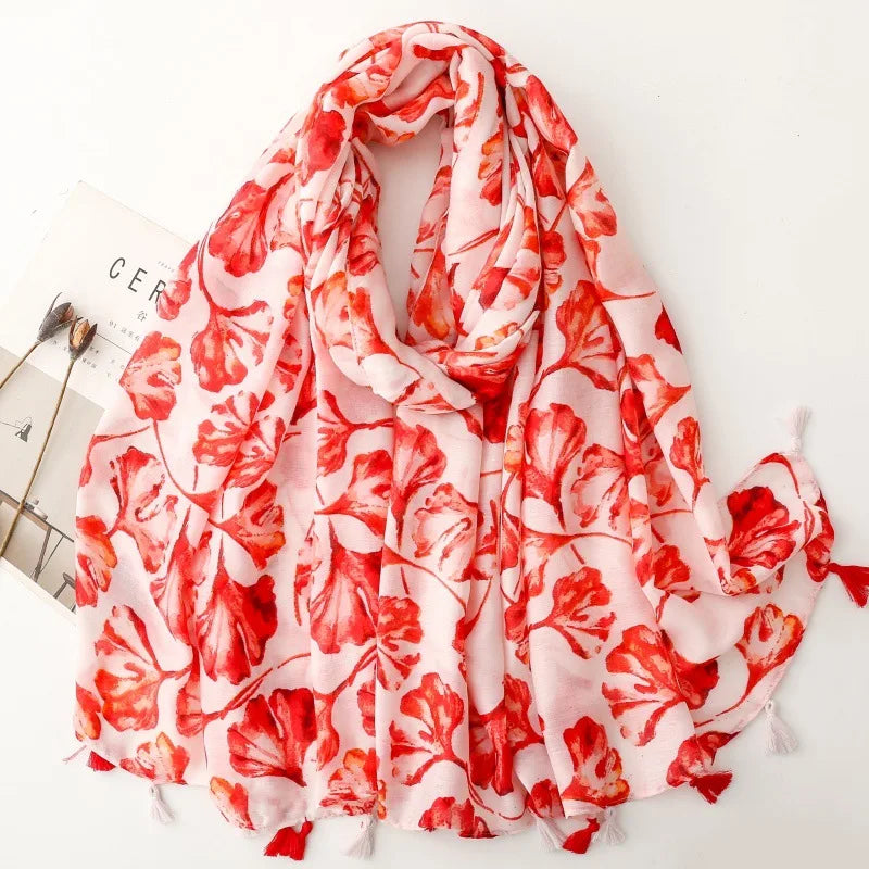 Printed Tassel Hijab Scarf & Shawl for Women | 88×180cm Bohemian Wrap | 60 Designs