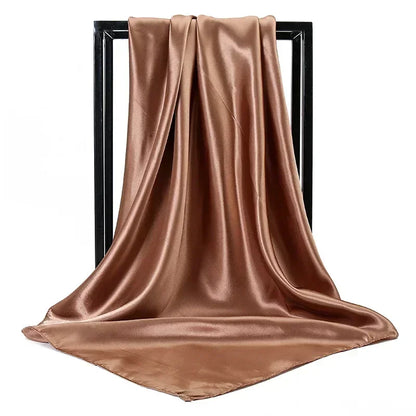 Satin Silk Square Hijab Scarf for Women | 90×90cm Shiny Solid Wrap | 32 Colors