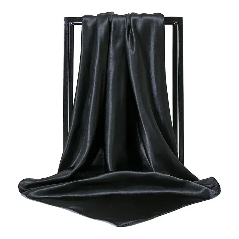 Satin Silk Square Hijab Scarf for Women | 90×90cm Shiny Solid Wrap | 32 Colors