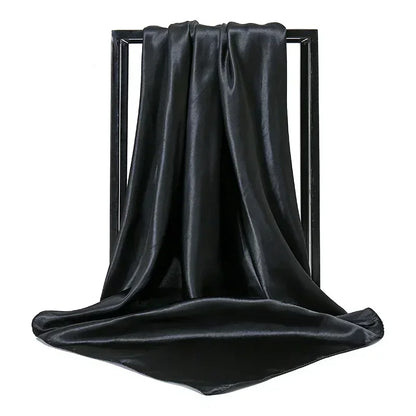 Satin Silk Square Hijab Scarf for Women | 90×90cm Shiny Solid Wrap | 32 Colors