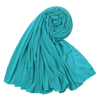 Women's Plain Cotton Jersey Hijab Scarf – Long Soft Shawl, 39 Colors