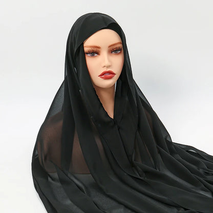 Instant Hijab with Magnetic Buckle – Solid-Color Scarf