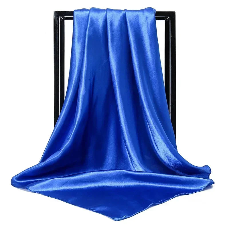 Satin Silk Square Hijab Scarf for Women | 90×90cm Shiny Solid Wrap | 32 Colors