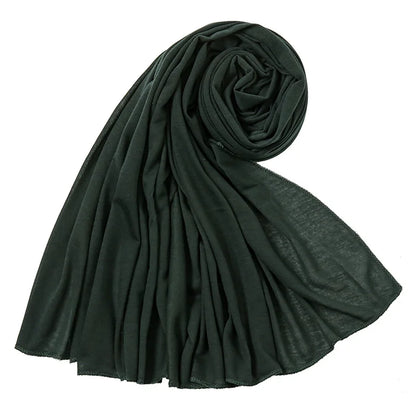 Women's Plain Cotton Jersey Hijab Scarf – Long Soft Shawl, 39 Colors
