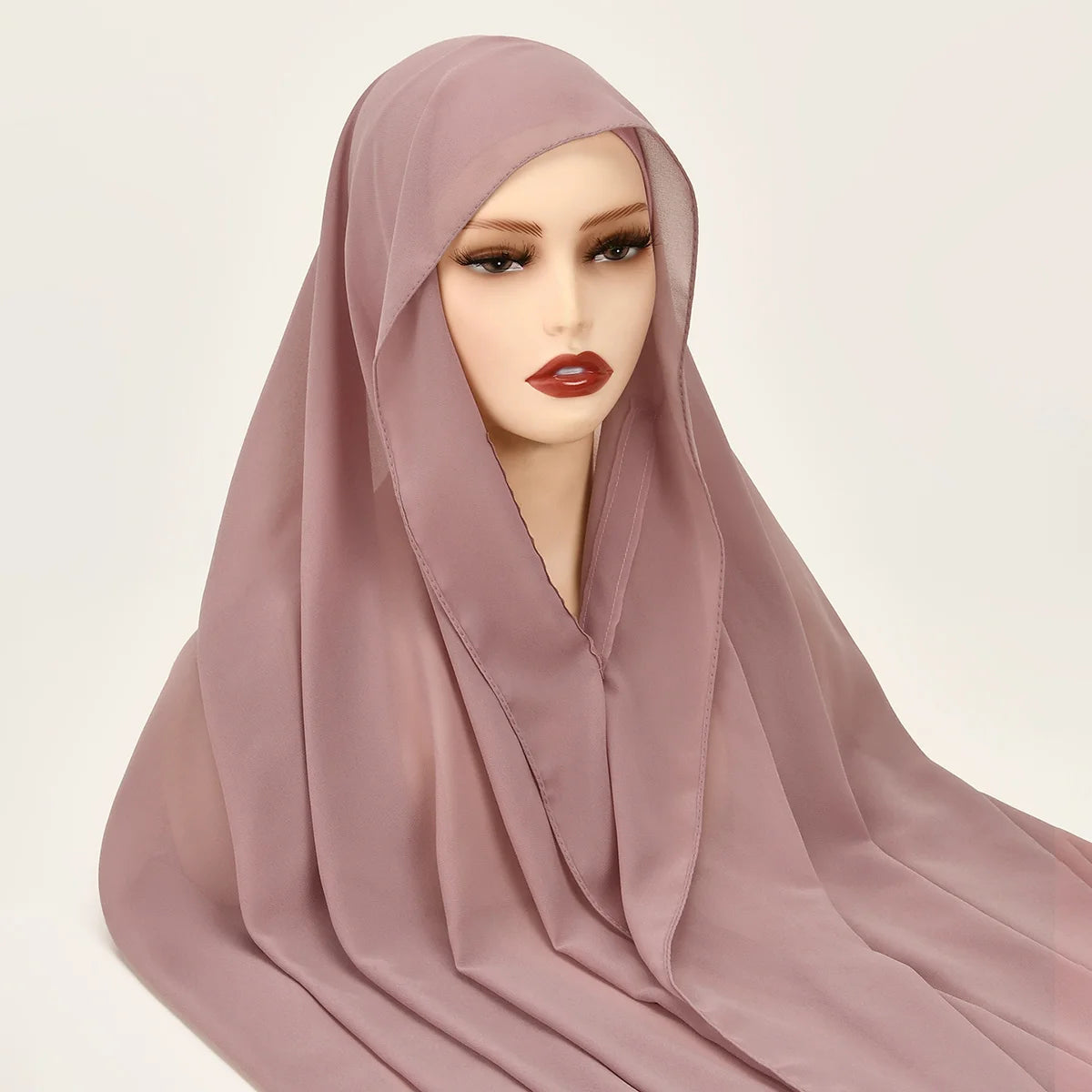 Magnetic Chiffon Hijab with Built-In Magnets & Undercap – Solid Color Easy Wear (18 Colors)