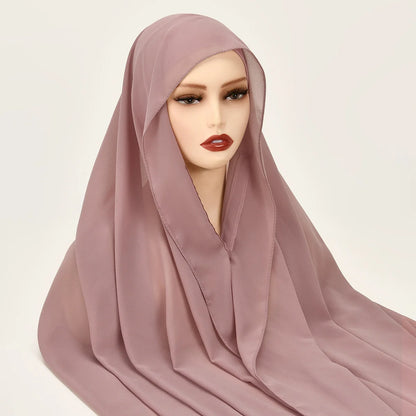 Magnetic Chiffon Hijab with Built-In Magnets & Undercap – Solid Color Easy Wear (18 Colors)