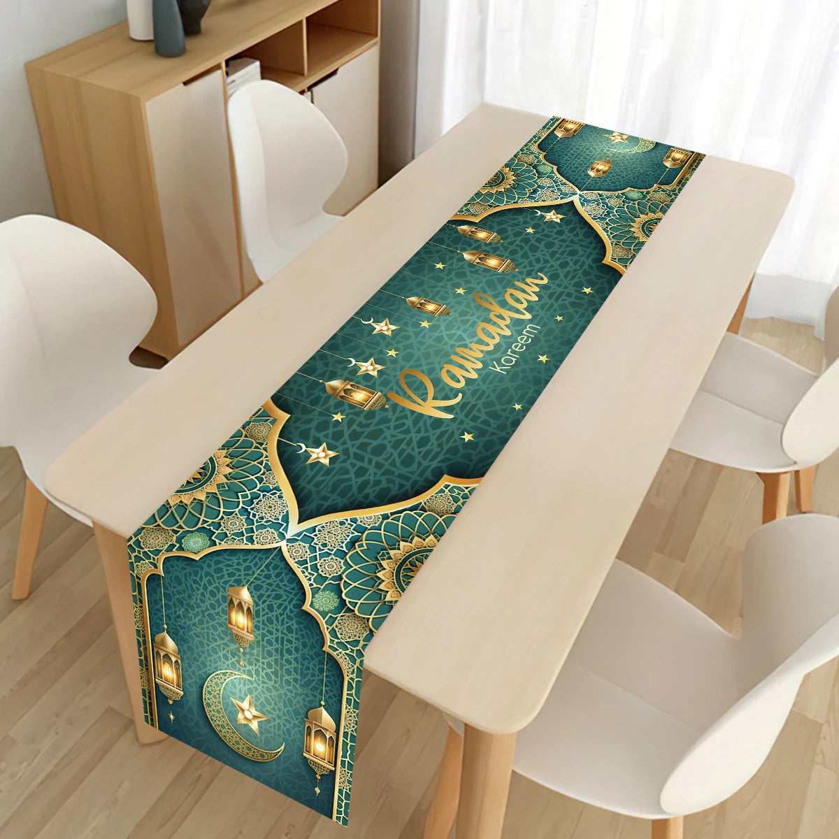 Ramadan Table Runner - Eid Mubarak Cloth Decoration 180x35cm