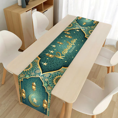 Ramadan Table Runner - Eid Mubarak Cloth Decoration 180x35cm