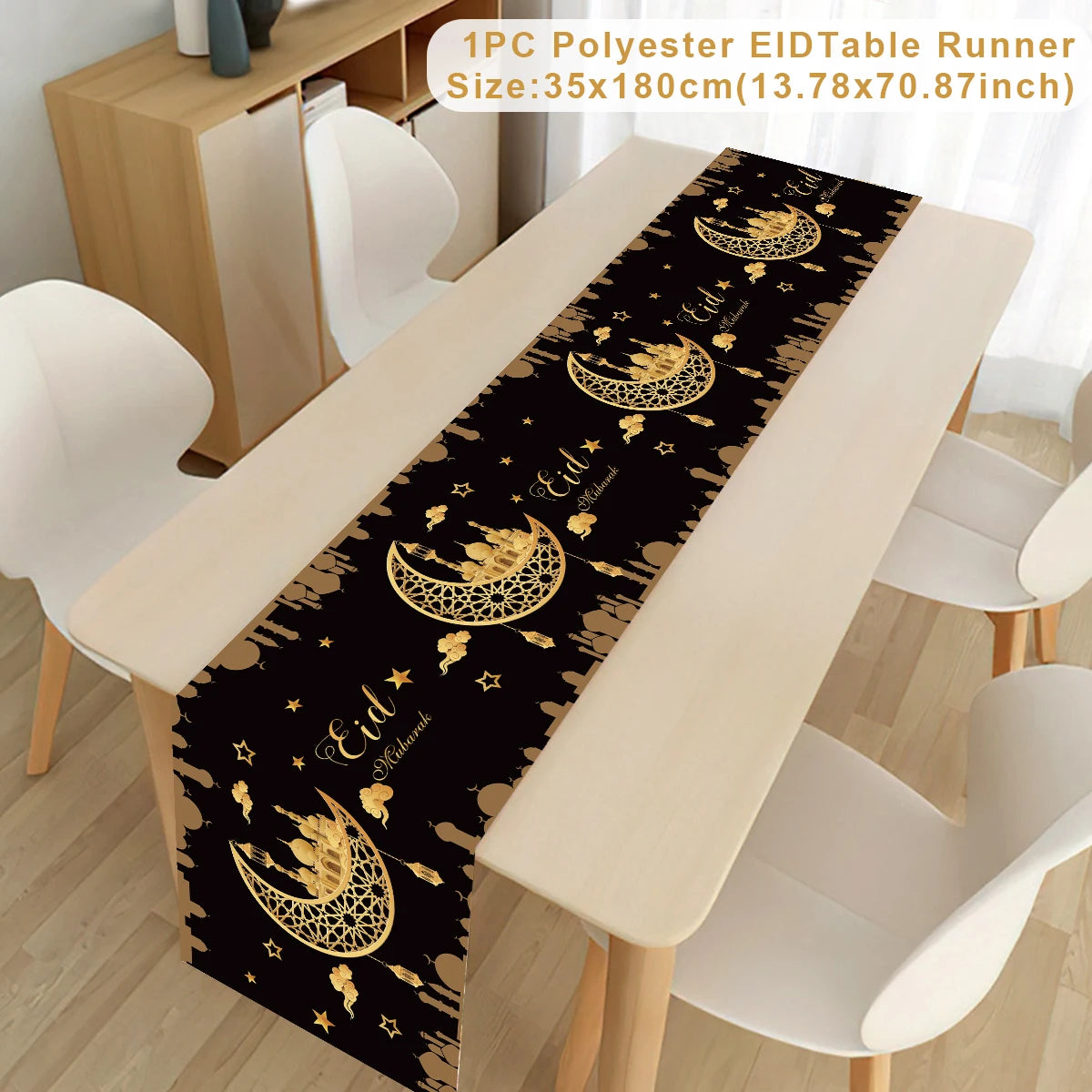 Ramadan Table Runner - Eid Mubarak Cloth Decoration 180x35cm