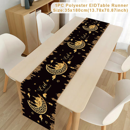 Ramadan Table Runner - Eid Mubarak Cloth Decoration 180x35cm
