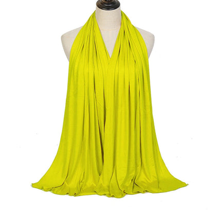 Jersey Hijab Scarf - 170x60cm Solid Color Stretch Polyester Shawl