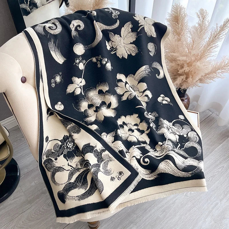 Floral Print Pashmina Scarf & Shawl – Large 180x65cm Hijab Wrap for Women (4 Colors)