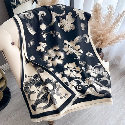 Floral Print Pashmina Scarf & Shawl – Large 180x65cm Hijab Wrap for Women (4 Colors)