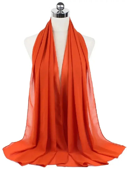 Solid Chiffon Hijab Scarf & Shawl for Women | Ready-to-Wear Muslim Headscarf | 65 Colors