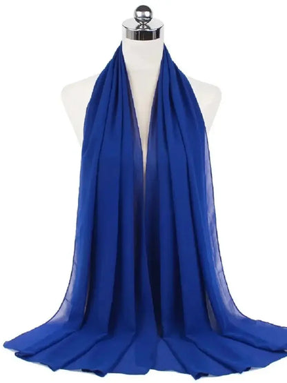 Solid Chiffon Hijab Scarf & Shawl for Women | Ready-to-Wear Muslim Headscarf | 65 Colors