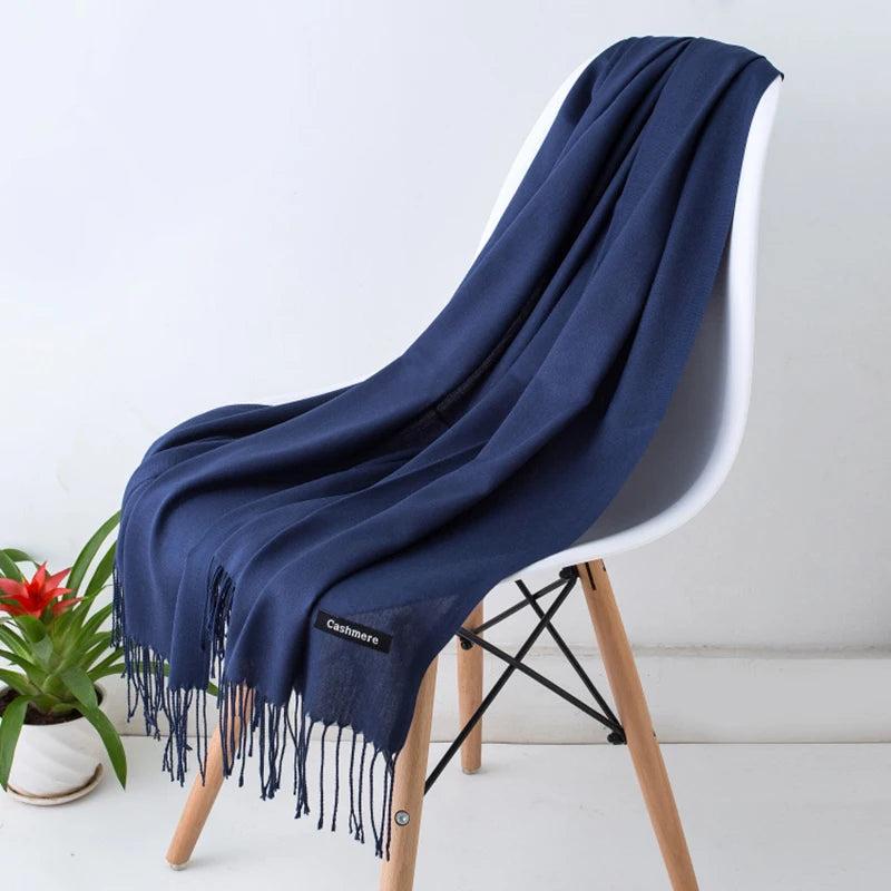Solid Color Tassel Scarf & Shawl – Lightweight Wrap & Pashmina for Women | 36 Colors