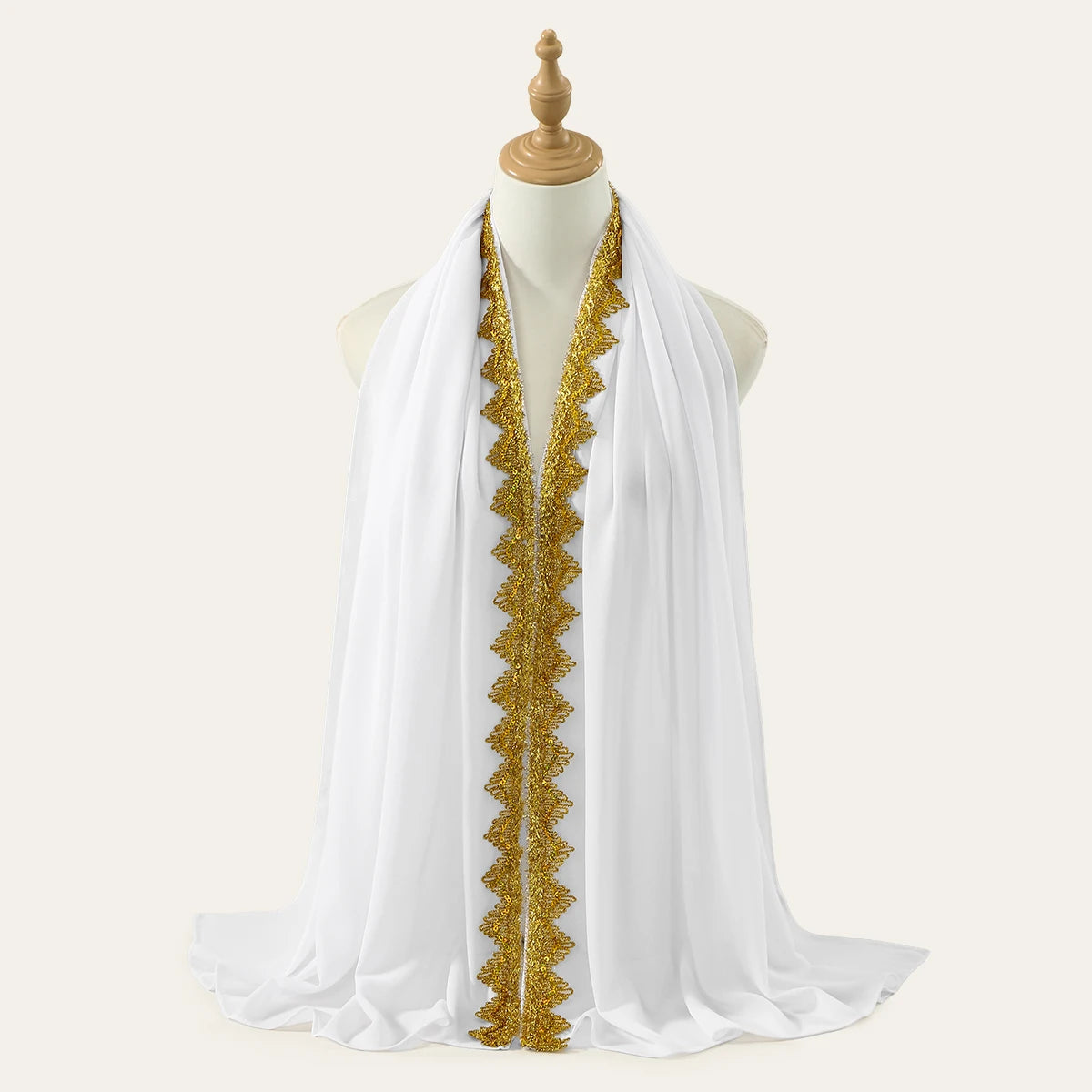 Chiffon Hijab Scarf with Lace & Sequin Detail