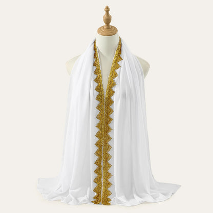Chiffon Hijab Scarf with Lace & Sequin Detail