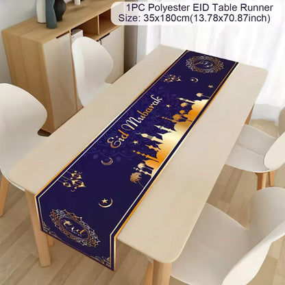 Ramadan Table Runner - Eid Mubarak Cloth Decoration 180x35cm