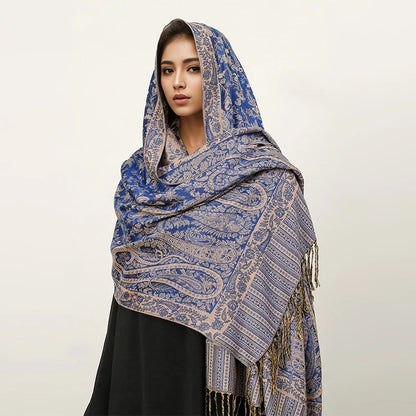Women's Embroidered Pashmina Hijab Scarf – Soft Cashmere-Feel Shawl
