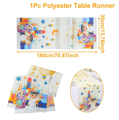 Ramadan Table Runner - Eid Mubarak Cloth Decoration 180x35cm