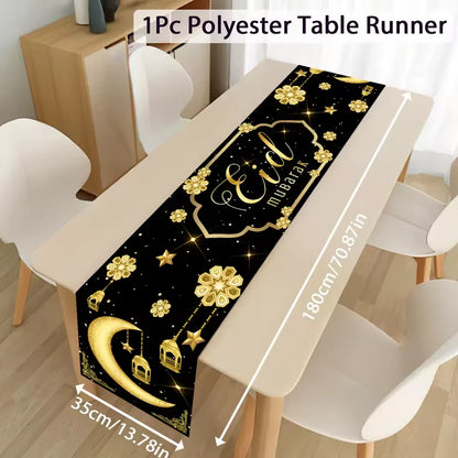 Ramadan Table Runner - Eid Mubarak Cloth Decoration 180x35cm