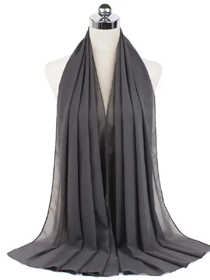 Solid Chiffon Hijab Scarf & Shawl for Women | Ready-to-Wear Muslim Headscarf | 65 Colors