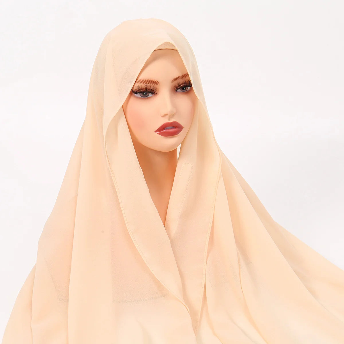 Magnetic Chiffon Hijab with Built-In Magnets & Undercap – Solid Color Easy Wear (18 Colors)