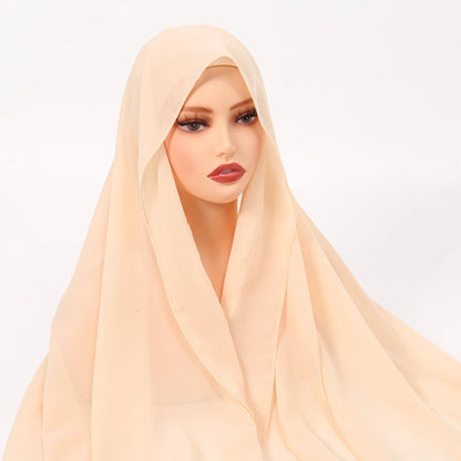 Magnetic Chiffon Hijab with Built-In Magnets & Undercap – Solid Color Easy Wear (18 Colors)