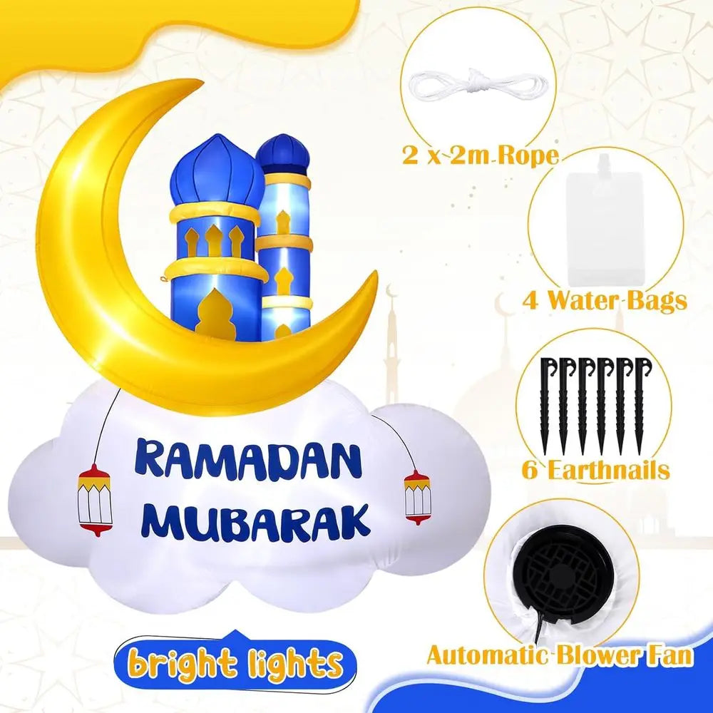 Giant LED Inflatable Ramadan & Eid Mosque Decoration – 5.9ft Outdoor Yard Inflatable with Lights | Ramadan Mubarak
