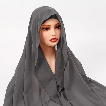 Magnetic Chiffon Hijab with Built-In Magnets & Undercap – Solid Color Easy Wear (18 Colors)