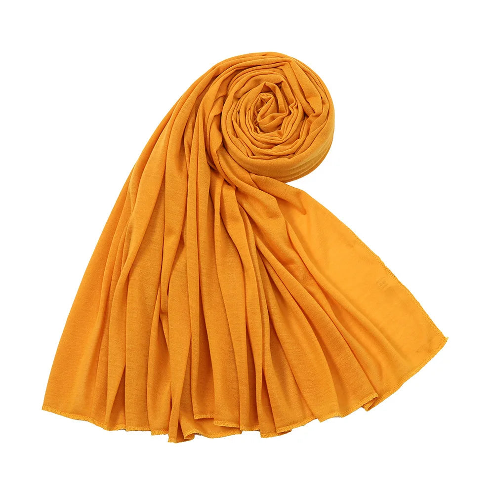 Women's Plain Cotton Jersey Hijab Scarf – Long Soft Shawl, 39 Colors