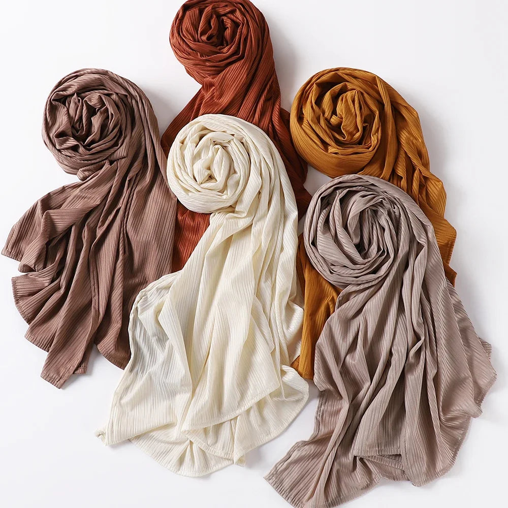 Ribbed Jersey Hijab - Soft Plain Scarf 70x175cm
