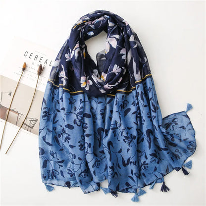 Printed Cotton Tassel Scarf – Large 180x90cm Hijab, Shawl & Beach Wrap (43 Colors)