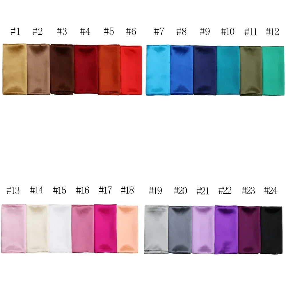 Satin Silk Square Hijab Scarf for Women | 90×90cm Shiny Solid Wrap | 32 Colors
