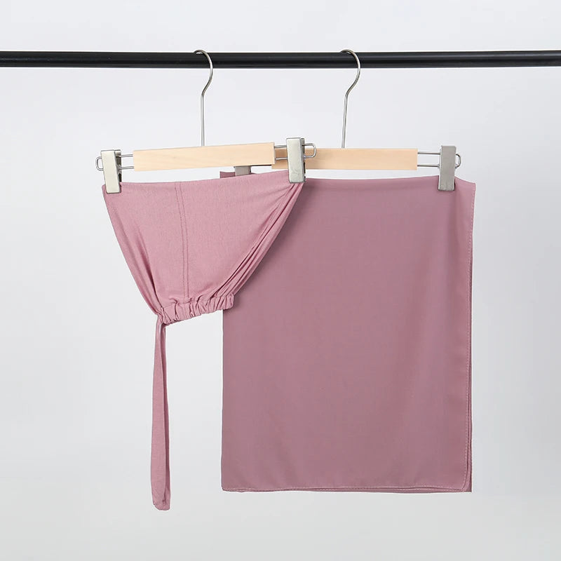 2-Piece Chiffon Hijab & Matching Undercap Set – Plain Shawl with Inner Cap for Women | 42 Colors