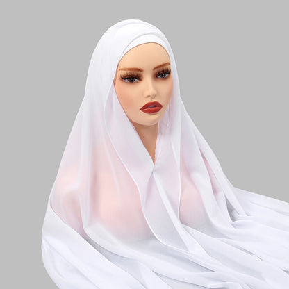 Magnetic Chiffon Hijab with Built-In Magnets & Undercap – Solid Color Easy Wear (18 Colors)
