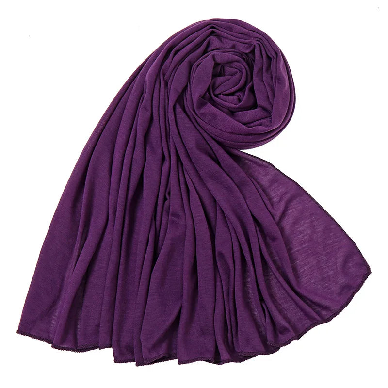 Women's Plain Cotton Jersey Hijab Scarf – Long Soft Shawl, 39 Colors