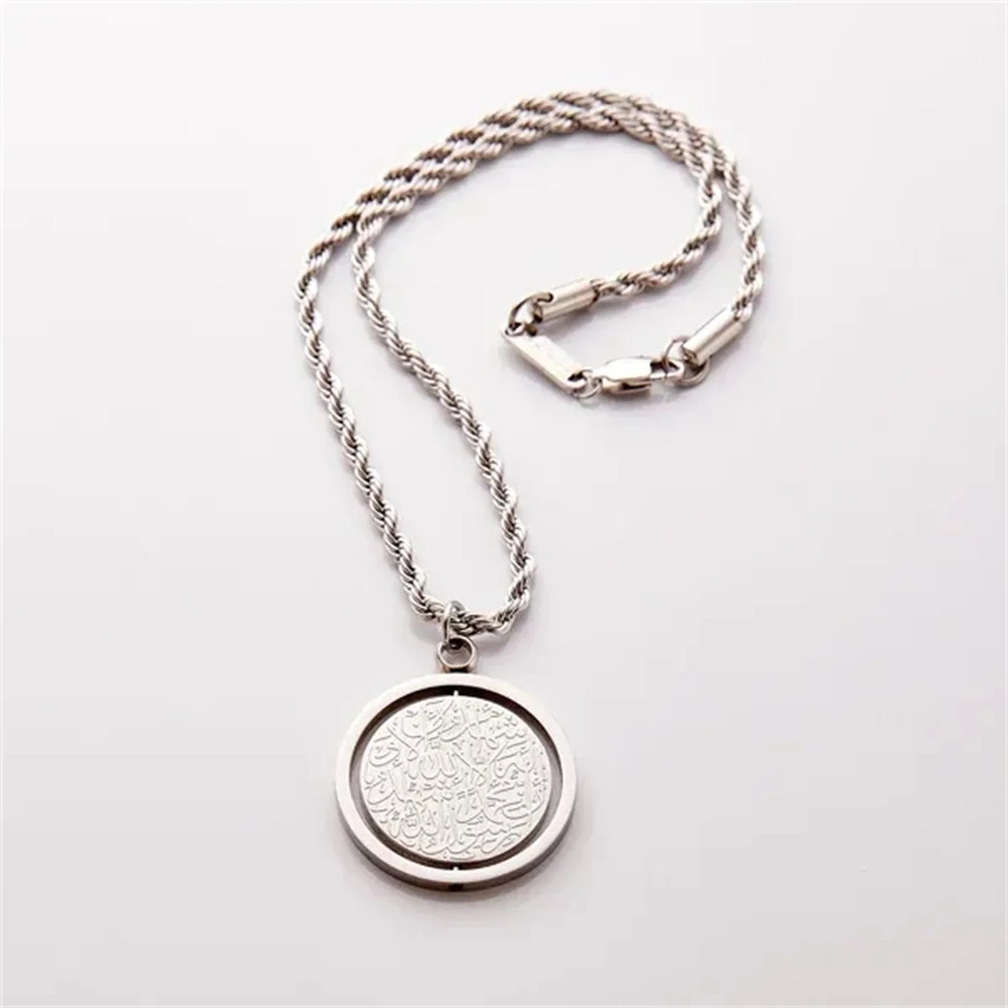 Shahada Pendant Necklace – Islamic Arabic Calligraphy Stainless Steel | Car Mirror Ornament | Silver, Gold & Black