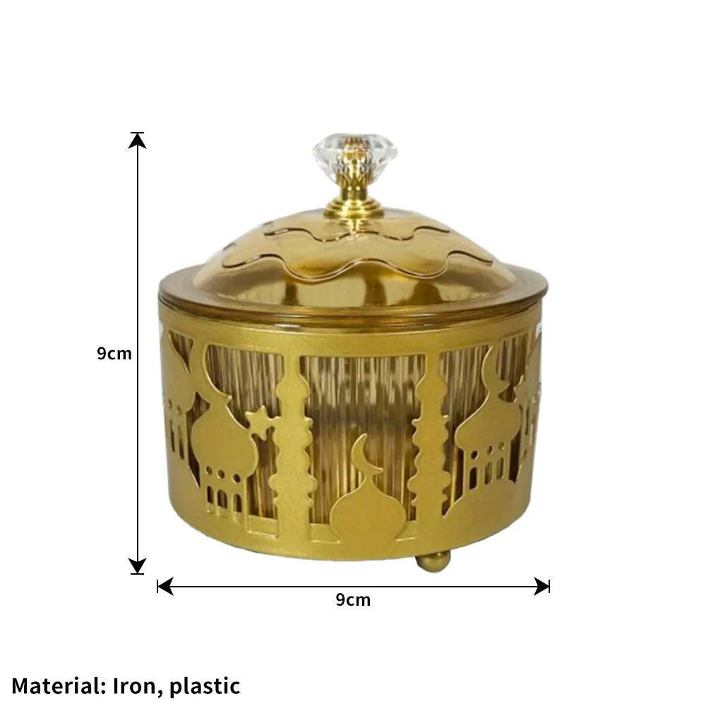 Ramadan & Eid Metal Candy Serving Tray with Decorative Lid