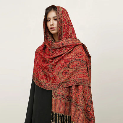 Women's Embroidered Pashmina Hijab Scarf – Soft Cashmere-Feel Shawl