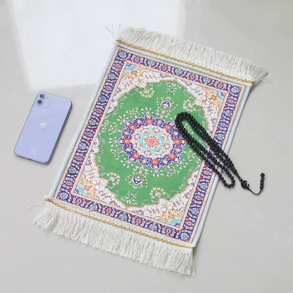 Portable Prayer Rug Set with Prayer Beads - 30x40cm