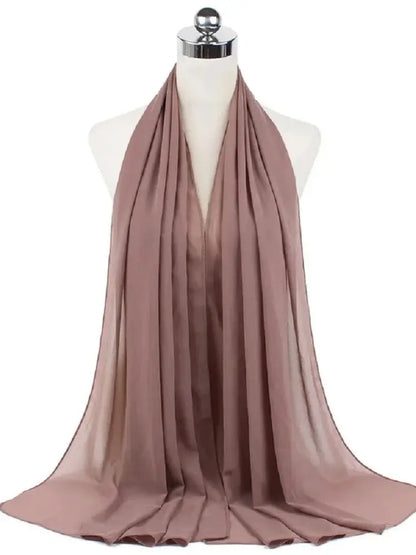 Solid Chiffon Hijab Scarf & Shawl for Women | Ready-to-Wear Muslim Headscarf | 65 Colors